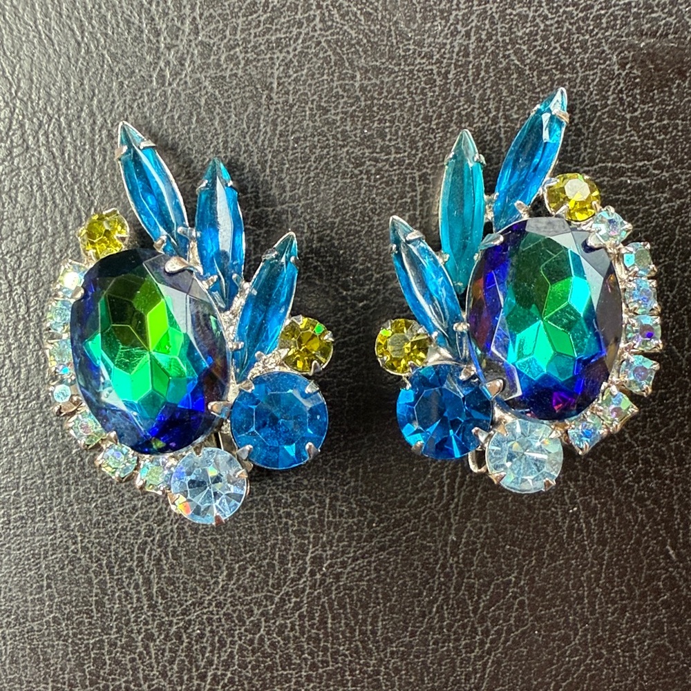 Vintage Juliana Watermelon Art clip earrings